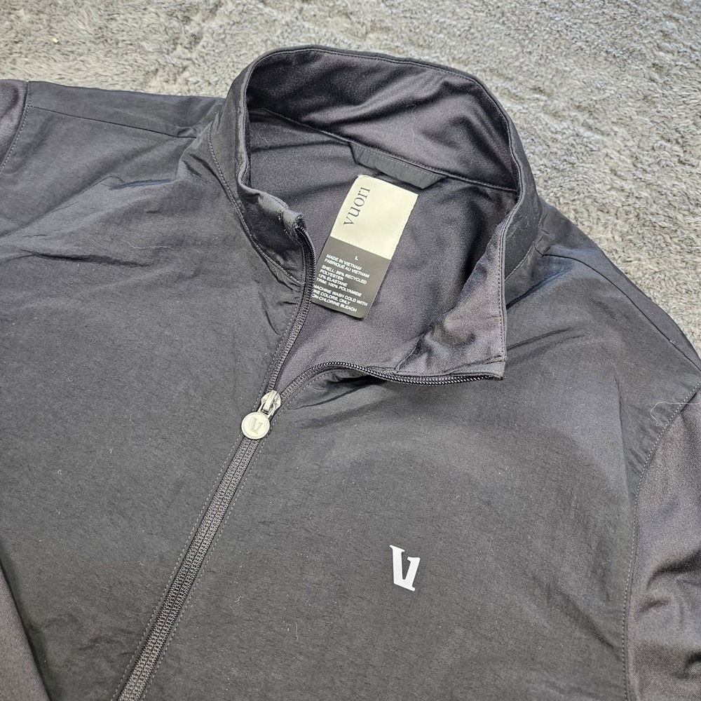 Vuori Full Zip Jacket Mens Large Black Performance Golf Hiking Stretch Mock Neck